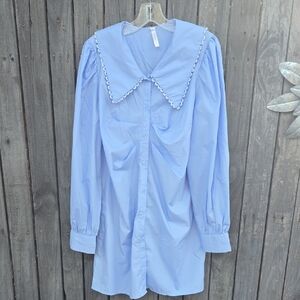 Moonsea Sky Blue Dress with Classic Collar
